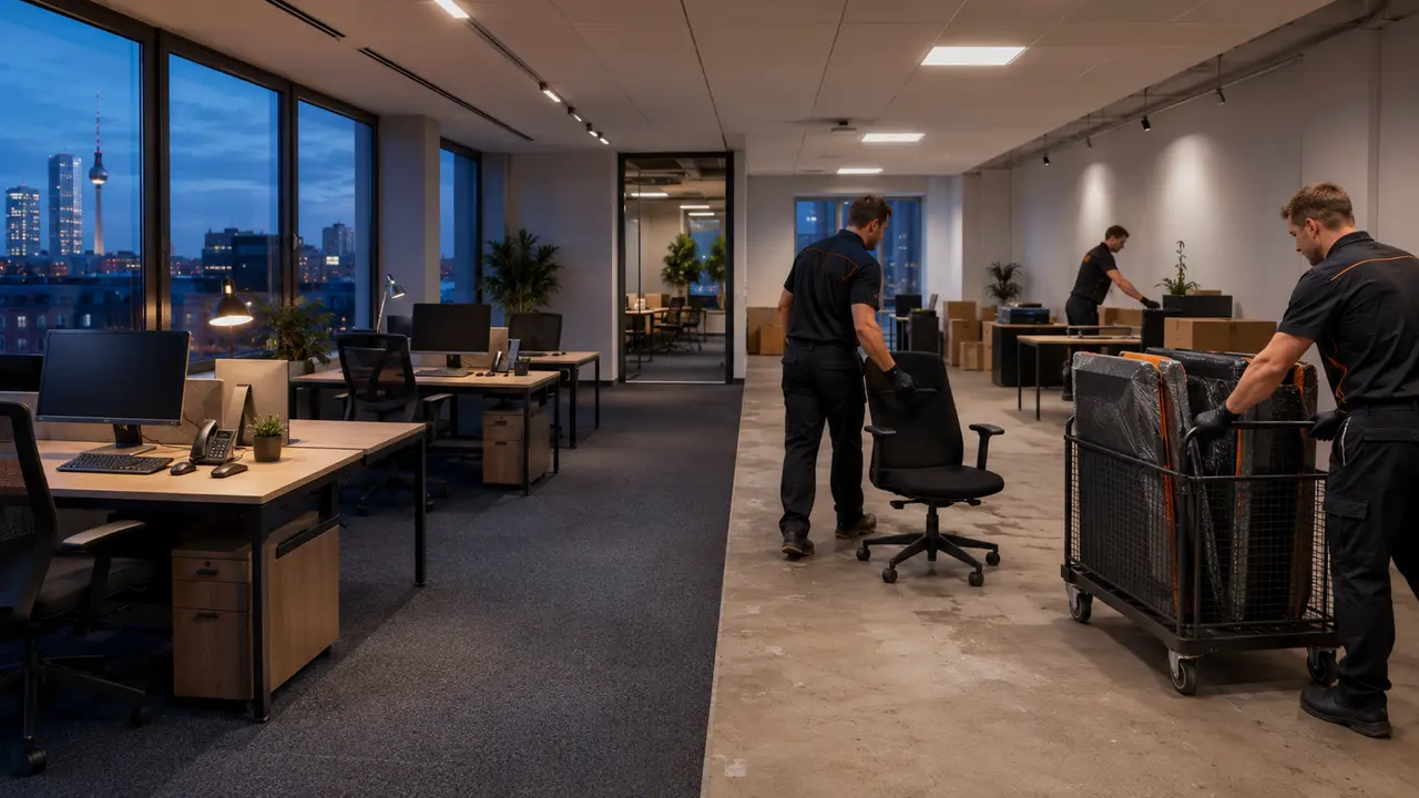 Phasenweise Büroentrümpelung bei weiter nutzbaren Arbeitsplätzen in Berlin