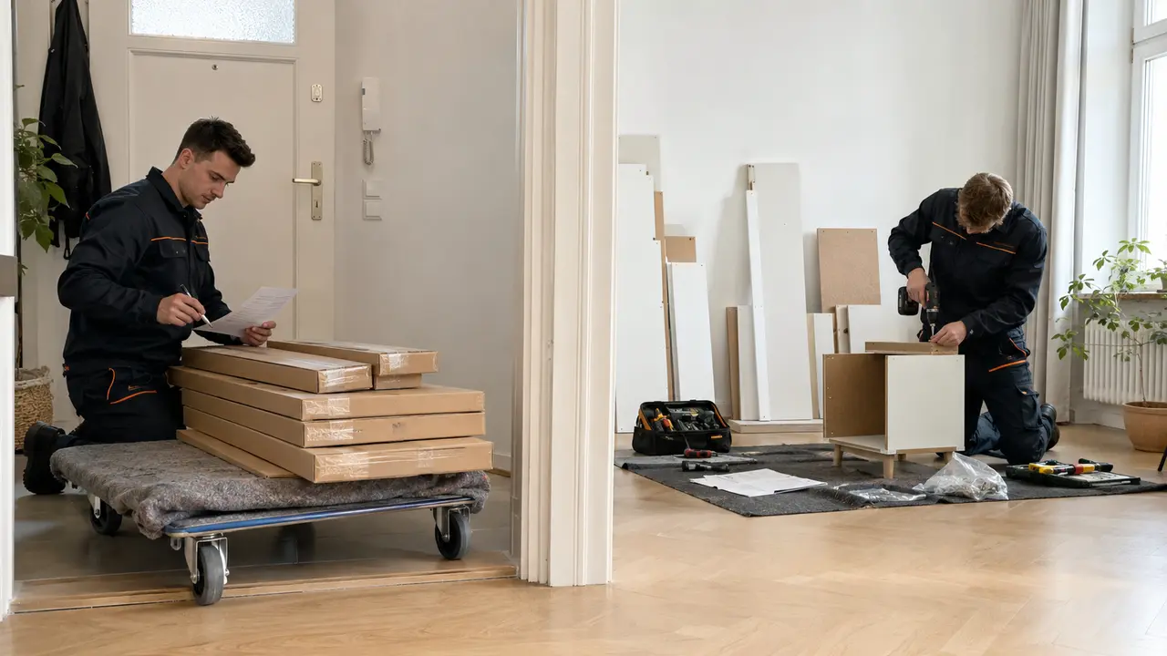 Möbelabholung und anschließende Montage werden als zwei getrennte Arbeitsschritte koordiniert
